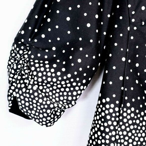 Lavender & Honey Jacket Plus Size 1X Black Polka Dot Ruched sleeves Button trim - Picture 6 of 9